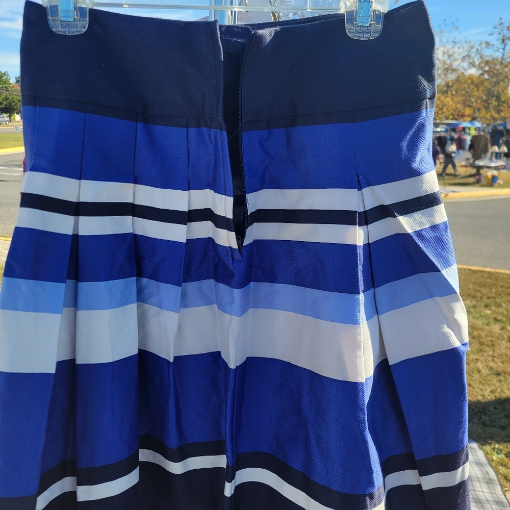 H&M Blue Striped A-Line Skirt